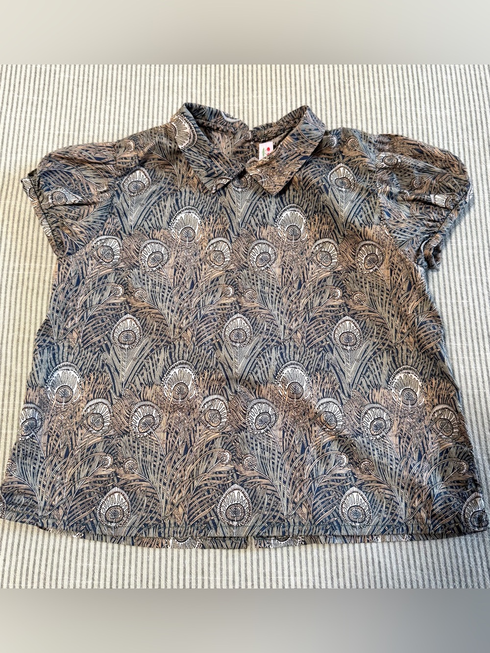 Vintage Rare Bonpoint Peacock-Feather Button Shirt - Size: 18mo. - Like New!